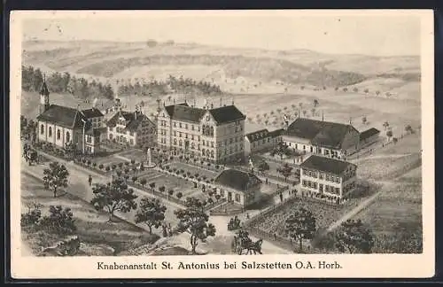 Künstler-AK Salzstetten O.A. Horb., Knabenanstalt St. Antonius aus der Vogelschau