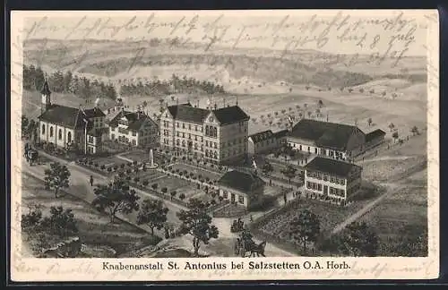 Künstler-AK Salzstetten O.A. Horb., Knabenanstalt St. Antonius aus der Vogelschau