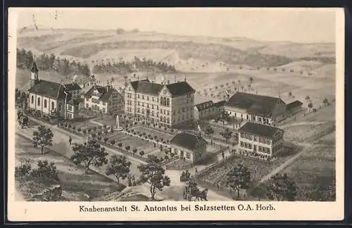 Künstler-AK Salzstetten O.A. Horb., Knabenanstalt St. Antonius aus der Vogelschau