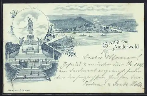 Lithographie Nationaldenkmal auf dem Niederwald