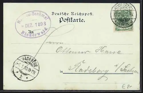 Lithographie Nationaldenkmal auf dem Niederwald