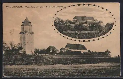 AK Wiblingen, Wasserturm mit Süd-, Nord- und Ostseite