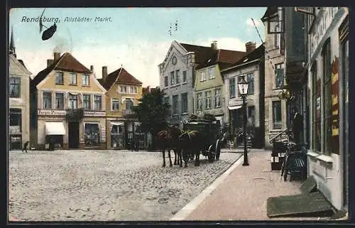 AK Rendsburg, Kutsche am Altstädter Markt