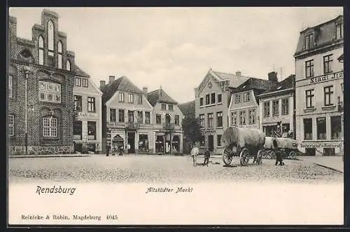 AK Rendsburg, Geschäftshaus Heinrich Molek und Apotheke am Altstädter Markt