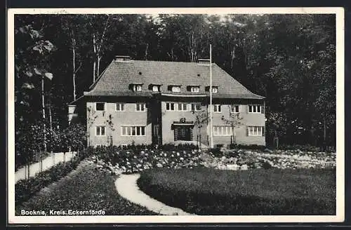 AK Booknis /Eckernförde, Gebäude am Waldrand