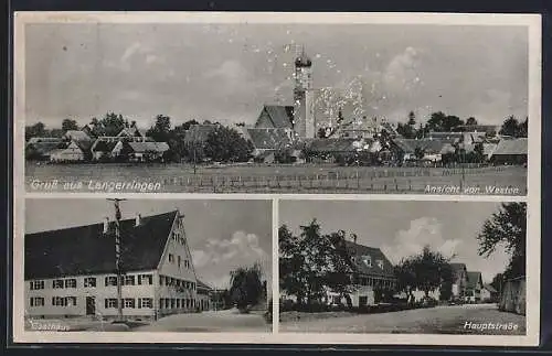 AK Langerringen, Gasthaus, Hauptstrasse, Ortsansicht