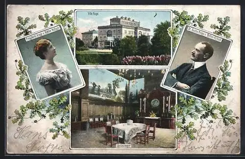 AK Essen-Ruhr, Frau Berta Krupp v. Bohlen-Halbach und Dr. Gustav Krupp v. Bohlen-Halbach in der Villa Hügel