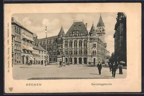 AK Bremen, Gerichtsgebäude mit Denkmal