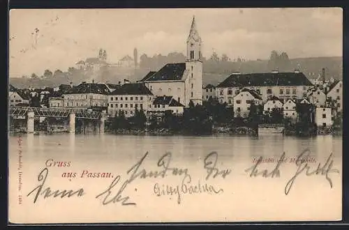 AK Passau, Innstadt und Mariahilf vom Wasser aus