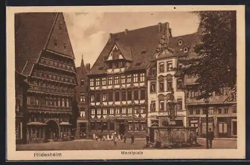 AK Hildesheim, Marktplatz mit Brunnen