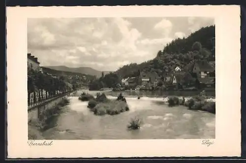 AK Gernsbach, Ortsansicht mit Blick auf Schloss Eberstein