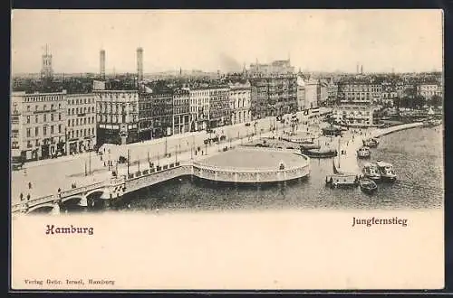 AK Hamburg-Neustadt, Jungfernstieg aus der Vogelschau, mit Stadtblick