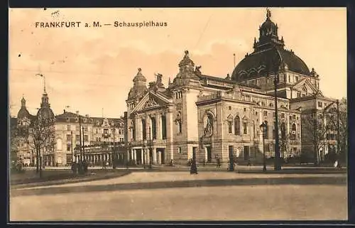 AK Frankfurt a. M., Schauspielhaus von der Strasse aus