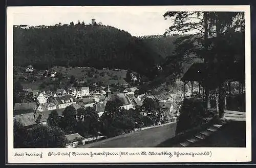 AK Bad Teinach, Ortsansicht mit Ruine Zavelstein und Aussichts-Plattform