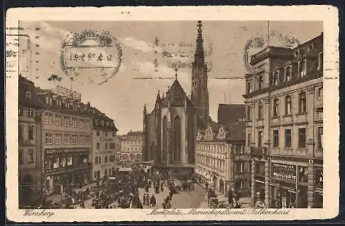 AK Würzburg, Marktplatz, Marienkapelle mit Falkenhaus