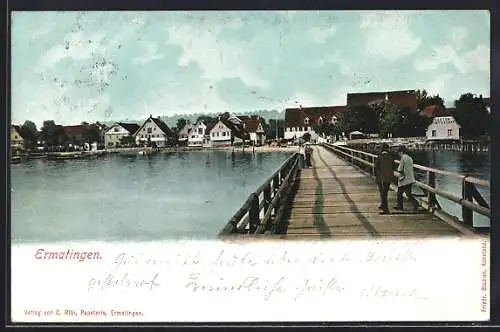 AK Ermatingen, Blick von der Brücke zum Ort