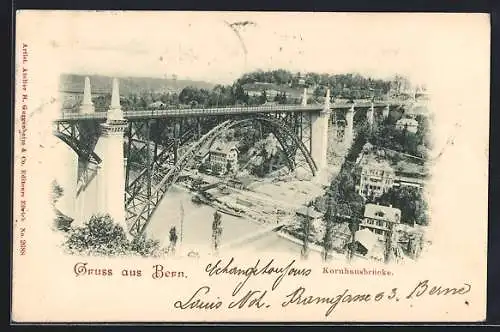 AK Bern, Kornhausbrücke aus der Vogelschau