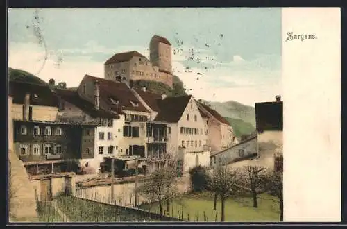 AK Sargans, Ortspartie mit Turmgebäude