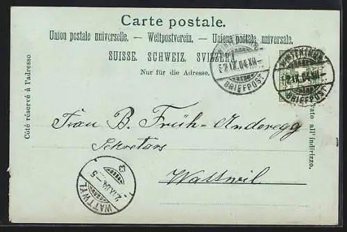 Mondschein-AK Kyburg bei Winterthur, Teilansicht mit Burg