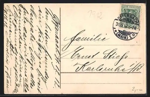 AK Knabe mit zwei Ferkeln unterm Arm, Neujahrsgruss