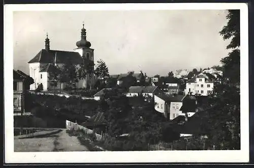 AK Mnichovo Hradiste, Teilansicht mit Kirche