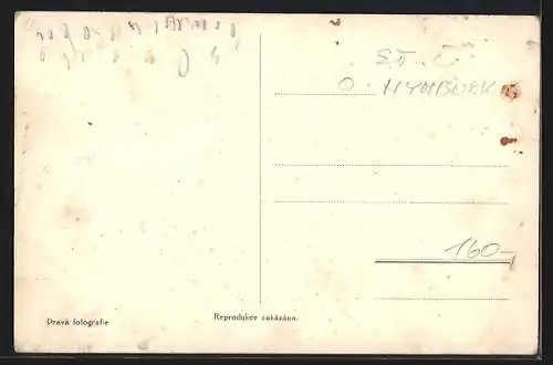 AK Kostomlatky, Kirche, Uferpartie, Ortspartie