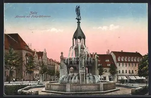 AK Zeitz, Altmarkt mit Finkgräfebrunnen