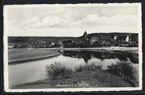 AK Memleben a. d. Unstrut, Ortsansicht am Ufer