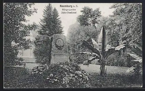 AK Naumburg a. S., Bürgergarten mit Jahn-Denkmal