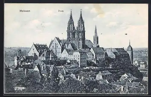 AK Meissen, Teilansicht mit Dom