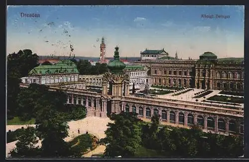 AK Dresden, Kgl. Zwinger aus der Vogelschau