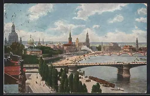 AK Dresden, Carola- und Friedrich August-Brücke, Altstadt