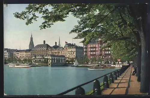 AK Hamburg-Neustadt, Blick auf den Jungfernstieg, Boote