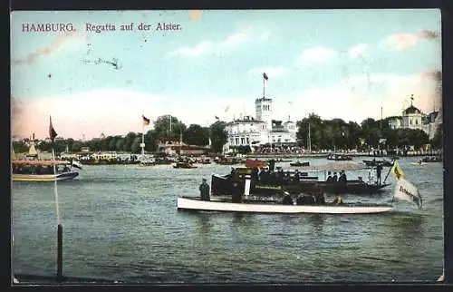 AK Hamburg-Uhlenhorst, Regatta auf der Alster, Schiffe