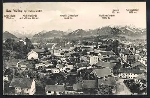 AK Bad Aibling, Teilansicht mit Gebirgskette: Gross Venediger, Sojen und Wendelstein