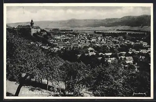 AK Rudolstadt, Blick vom Hain auf den Ort