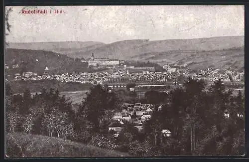 AK Rudolstadt i. Thür., Teilansicht mit Schloss