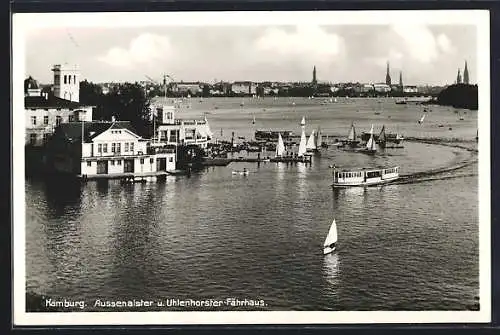 AK Hamburg, Aussenalster und Cafe Uhlenhorster-Fährhaus