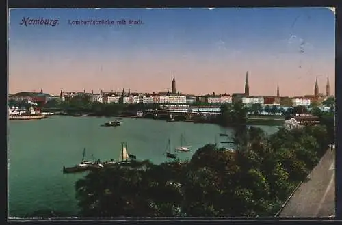 AK Hamburg-Neustadt, Lombardsbrücke mit dem Ort