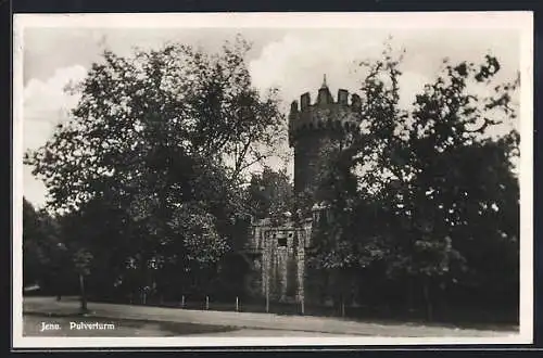 AK Jena, Pulverturm mit Strassenpartie