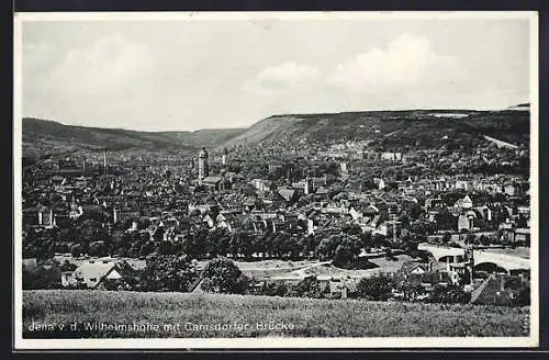 AK Jena, Teilansicht von der Wilhelmshöhe mit Camsdorfer-Brücke