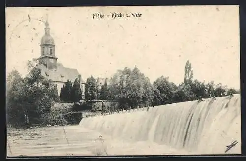 AK Flöha, Teilansicht mit Kirche