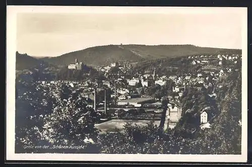 AK Greiz, Teilansicht von der Schönen-Aussicht aus