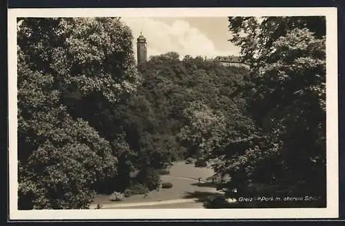 AK Greiz, Park mit oberem Schloss