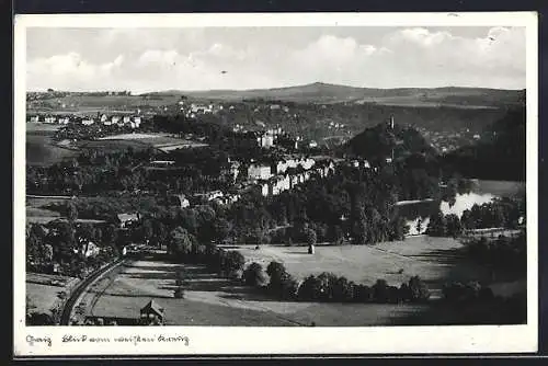 AK Greiz, Stadtansicht vom weissen Kreuz aus