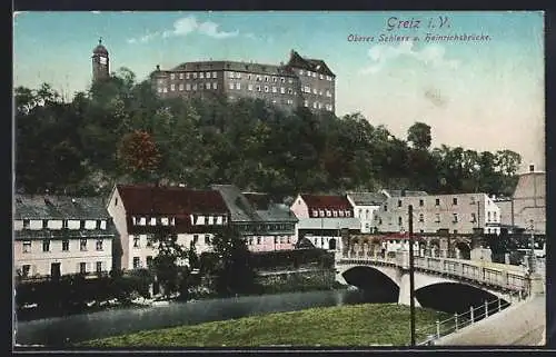 AK Greiz, Oberes Schloss und Heinrichsbrücke