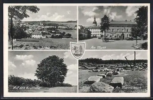 AK Tanna, Blick von der Heidestrasse, Markt, Auf dem Kirchhübel, Am Marmorbruch