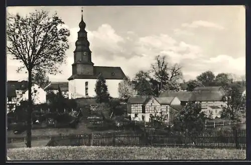 AK Dreba /Kr. Pössneck, Ortspartie mit Kirche