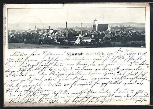 AK Neustadt an der Orla, Teilansicht mit Kirche