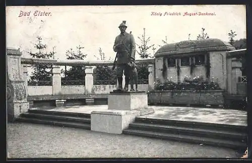 AK Bad Elster, König Friedrich August-Denkmal